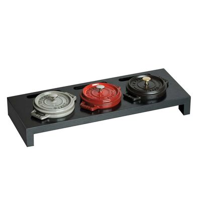 Suporte para 3 Mini Cocottes Madeira Preto Staub