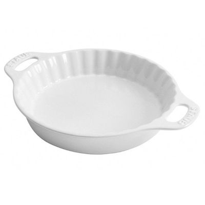 Travessa de Torta Redonda Cerâmica Branco 28 cm Staub