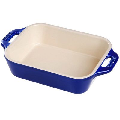 Travessa Retangular Cerâmica 34X24 cm Azul Marinho Staub