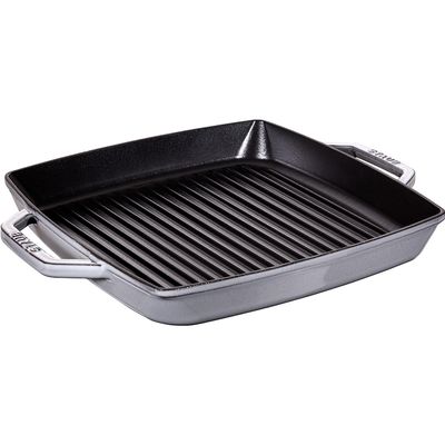 Grelha Quadrada com Duas Alças Ferro Fundido Cinza 33 X 33 cm Staub