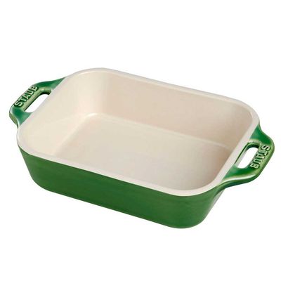 Travessa Retangular Cerâmica Verde Basil 20X16 cm Staub