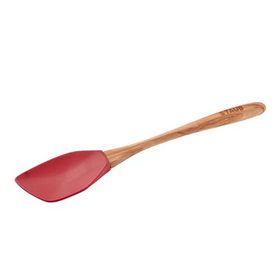 Colher Silicone com Cabo de Madeira Vermelho Granada Staub