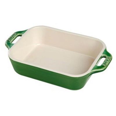 Travessa Retangular Cerâmica Verde Basil 34X24 cm Staub