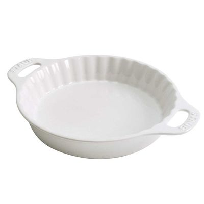 Travessa de Torta Redonda Cerâmica Branco 24 cm Staub
