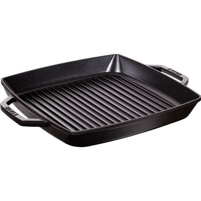 Grelha Quadrada com Duas Alças Ferro Fundido Preto 33 X 33 cm Staub
