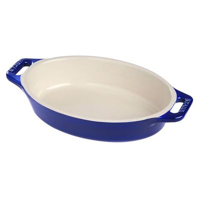 Travessa Oval Cerâmica 37 cm Azul Marinho Staub