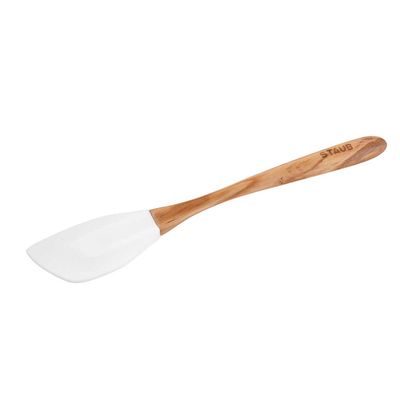 Espátula Silicone com Cabo de Madeira Pequena Branco Staub