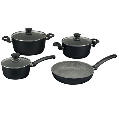 Conjunto de Panelas Capri Granitium Alumínio 4 Peças Preto Ballarini