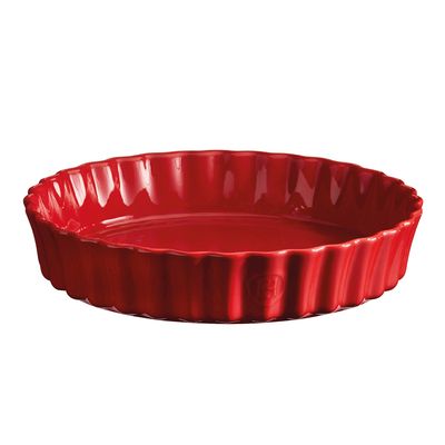 Travessa Canelada para Torta Cerâmica HR 24 cm Vermelho Emile Henry