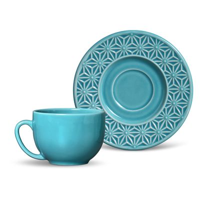 Xícara de Chá Manish Azul Poppy 6 Peças Porto Brasil