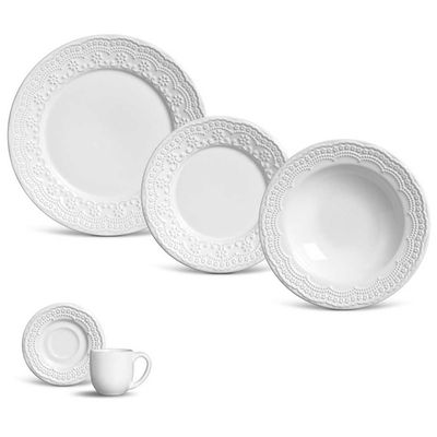 Aparelho de Jantar Manish Cerâmica 30 Peças Branco Porto Brasil