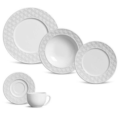 Aparelho de Jantar Manish Cerâmica 20 Peças Branco Porto Brasil