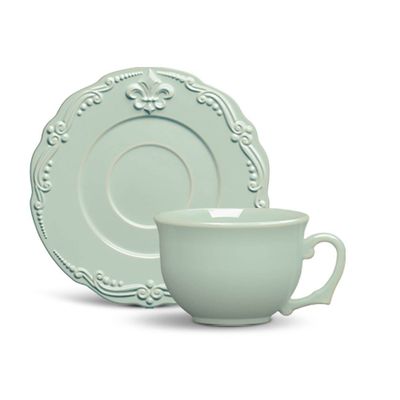 Xícara de Chá Flor de Lis Verde Porto Brasil