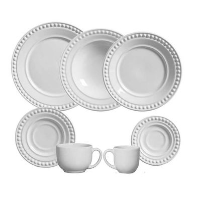 Aparelho de Jantar Atenas Cerâmica 42 Peças Branco Porto Brasil