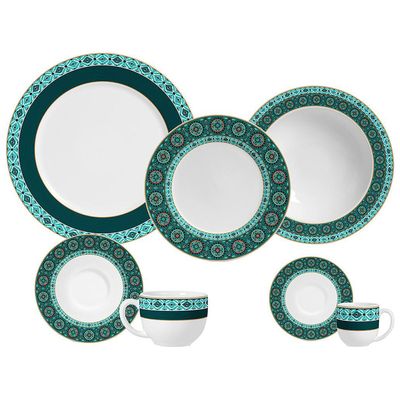 Aparelho de Jantar Flat Ikat Cerâmica 42 Peças Porto Brasil