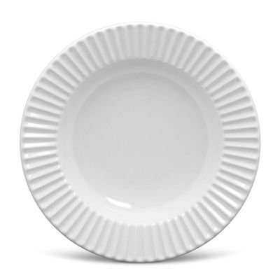 Prato Fundo Plissé Cerâmica 6 Peças Branco Porto Brasil