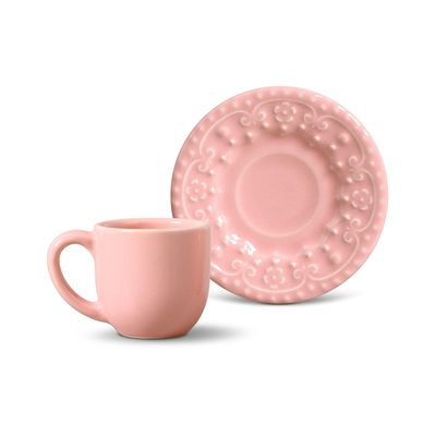 Xícara de Café Esparta Cerâmica 6 Peças Rosa Porto Brasil