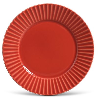 Prato Raso Plissé Cerâmica 6 Peças Vermelho Porto Brasil