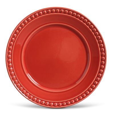 Prato Raso Atenas Cerâmica 6 Peças Vermelho Porto Brasil