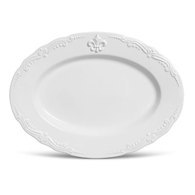Travessa Flor de Lis Cerâmica Grande Branco Porto Brasil