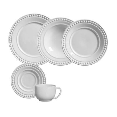 Aparelho de Jantar Atenas Cerâmica 20 Peças Branco Porto Brasil
