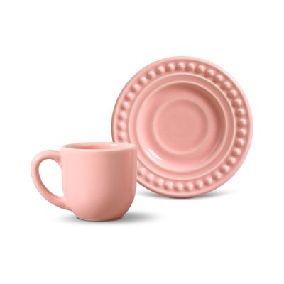 Xícara de Café Atenas Cerâmica 6 Peças Rosa Porto Brasil