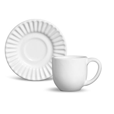 Xícara de Café Plissé Cerâmica 6 Peças Branco Porto Brasil