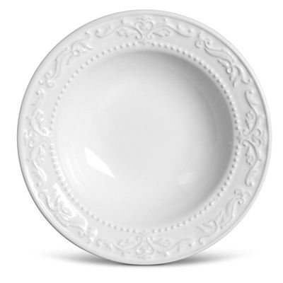 Prato Fundo Acanthus Cerâmica 6 Peças Branco Porto Brasil