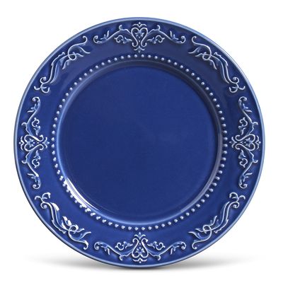 Prato Raso Acanthus Cerâmica 6 Peças Azul Navy Porto Brasil
