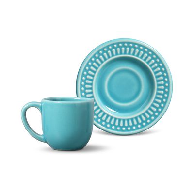 Xícara de Café Roma Cerâmica 6 Peças Azul Poppy Porto Brasil