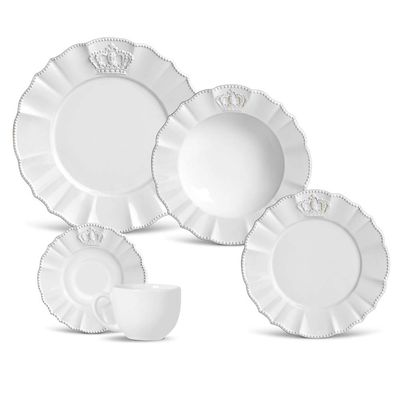 Aparelho de Jantar Windsor Cerâmica 20 Peças Branco Porto Brasil