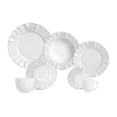 Aparelho de Jantar Windsor Cerâmica 42 Peças Branco Porto Brasil