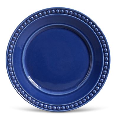 Prato Raso Atenas Cerâmica 6 Peças Azul Navy Porto Brasil