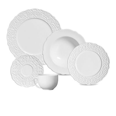 Aparelho de Jantar Marrakech Cerâmica 20 Peças Branco Porto Brasil