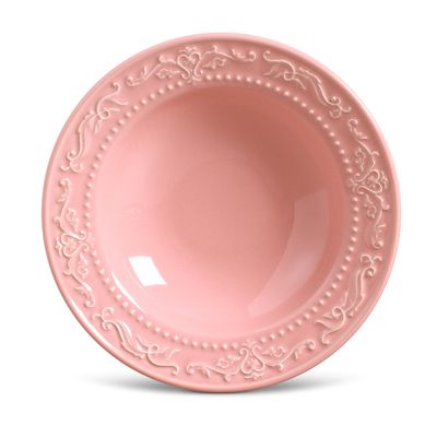 Prato Fundo Acanthus Cerâmica 6 Peças Rosa Porto Brasil