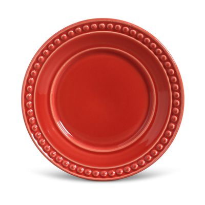 Prato Sobremesa Atenas Cerâmica 6 Peças Vermelho Porto Brasil