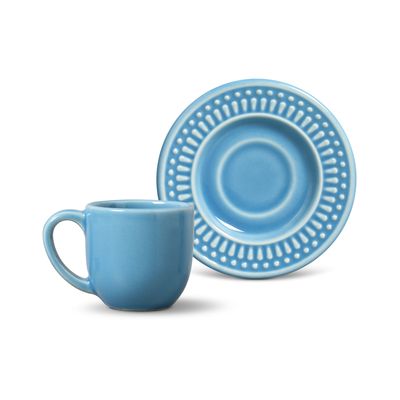Xícara de Café Roma Cerâmica 6 Peças Azul Porto Brasil