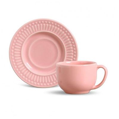 Xícara de Chá Roma Cerâmica 6 Peças Rosa Porto Brasil