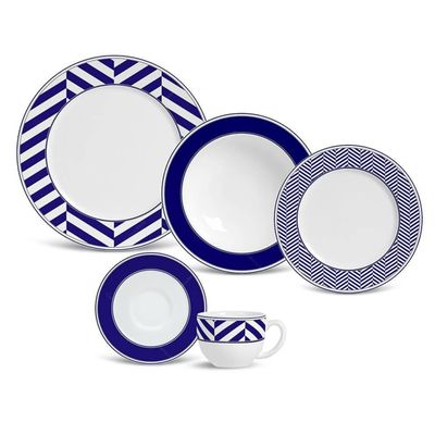 Aparelho de Jantar Flat Navy Cerâmica 30 Peças Porto Brasil