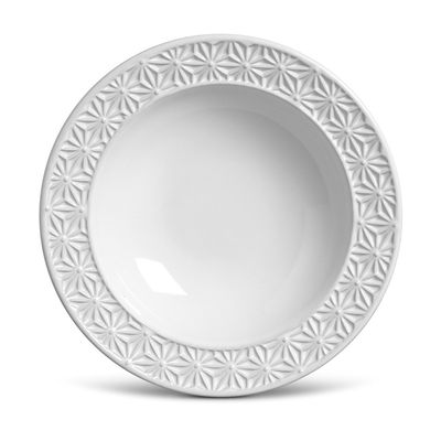 Prato Fundo Manish Cerâmica 6 Peças Branco Porto Brasil