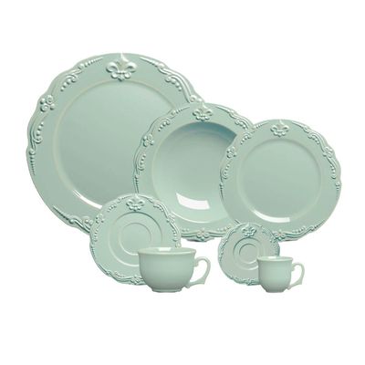 Aparelho Jantar 42 Peças Flor de Lis Verde Porto Brasil