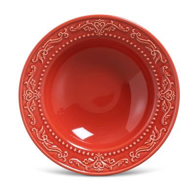 Prato Fundo Acanthus Cerâmica 6 Peças Vermelho Porto Brasil