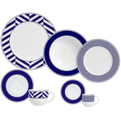 Aparelho de Jantar Flat Navy Cerâmica 42 Peças Porto Brasil