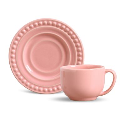 Xícara de Chá Atenas Cerâmica 6 Peças Rosa Porto Brasil