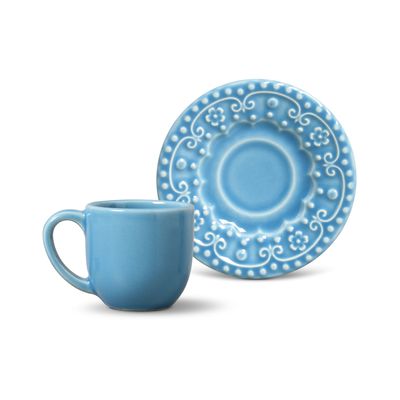 Xícara de Café Esparta Cerâmica 6 Peças Azul Porto Brasil