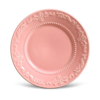 Prato Sobremesa Acanthus Cerâmica 6 Peças Rosa Porto Brasil