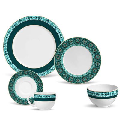 Aparelho de Jantar Flat Ikat Cerâmica 30 Peças Porto Brasil
