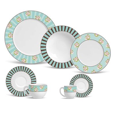 Aparelho de Jantar Flat Paris Cerâmica 42 Peças Porto Brasil