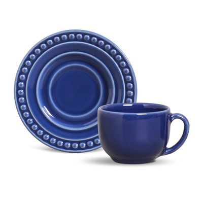Xícara de Chá Atenas Cerâmica 6 Peças Azul Navy Porto Brasil