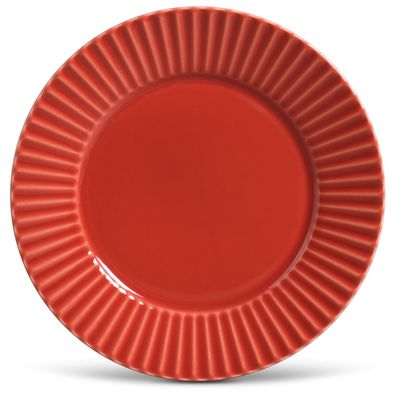 Prato Fundo Plissé Cerâmica 6 Peças Vermelho Porto Brasil